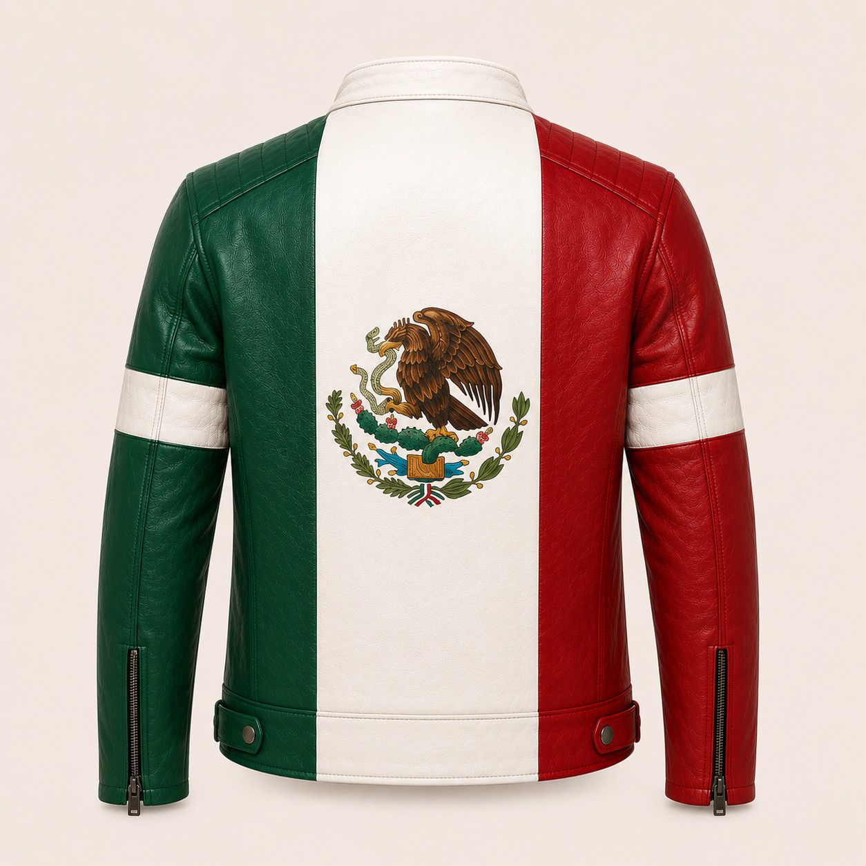Mexican Flag Leather Jacket, Union Jack Leather Coat, Men Women Vintage