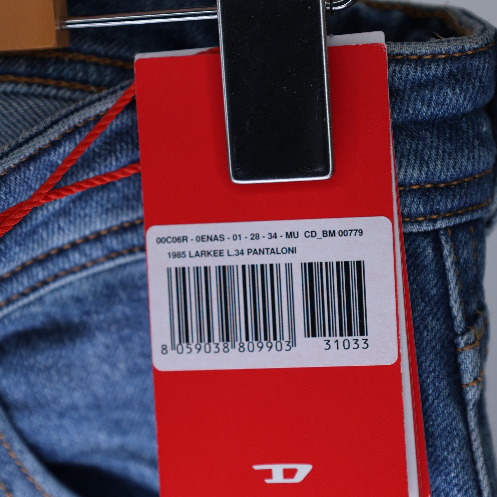 Diesel Mens Jeans 1985 Larkee Trousers Straight Mid Rise Denim Blue Size NWT