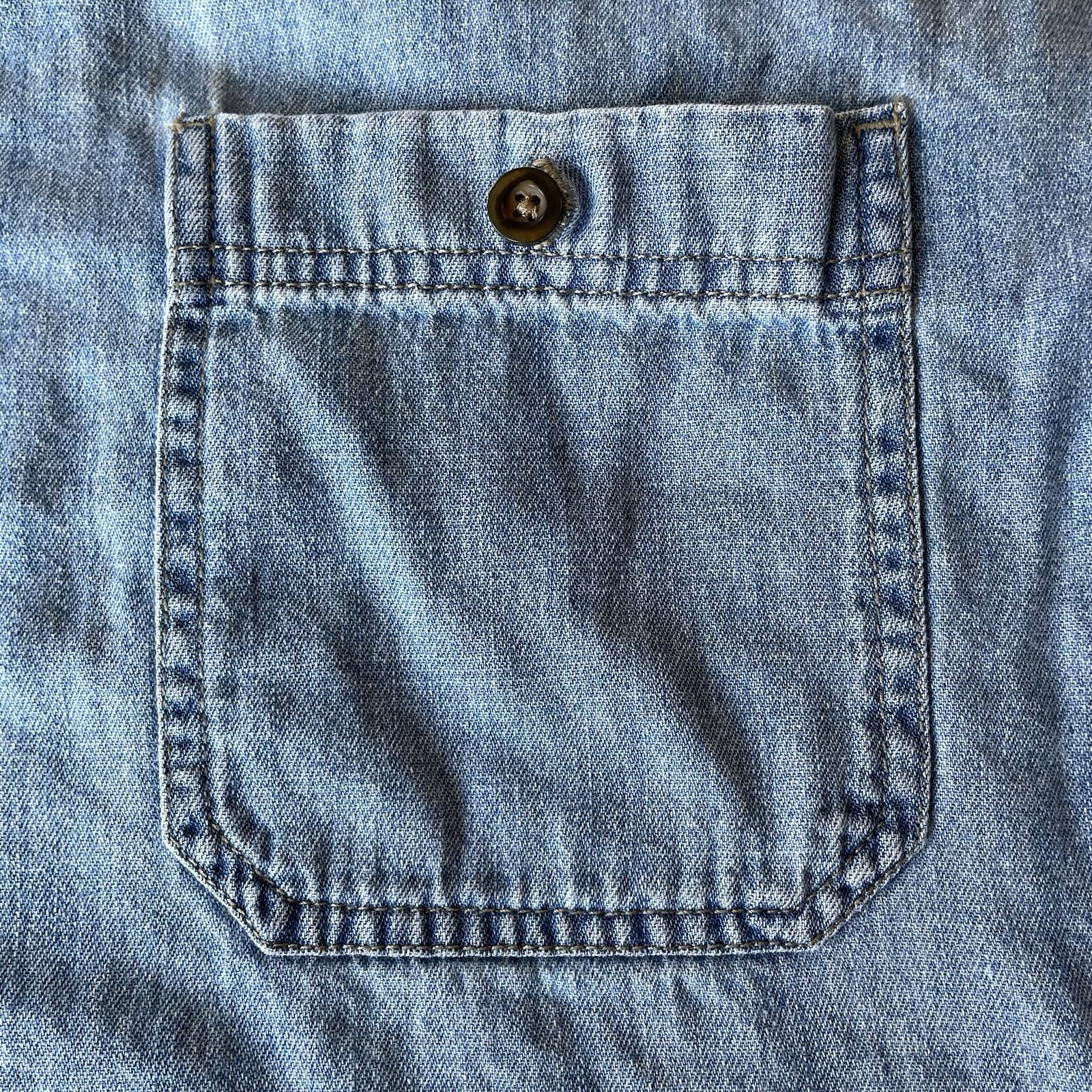 Rustler Legendary Gold By Wrangler Blue Jean Long Sleeve Button Up Shirt Medium