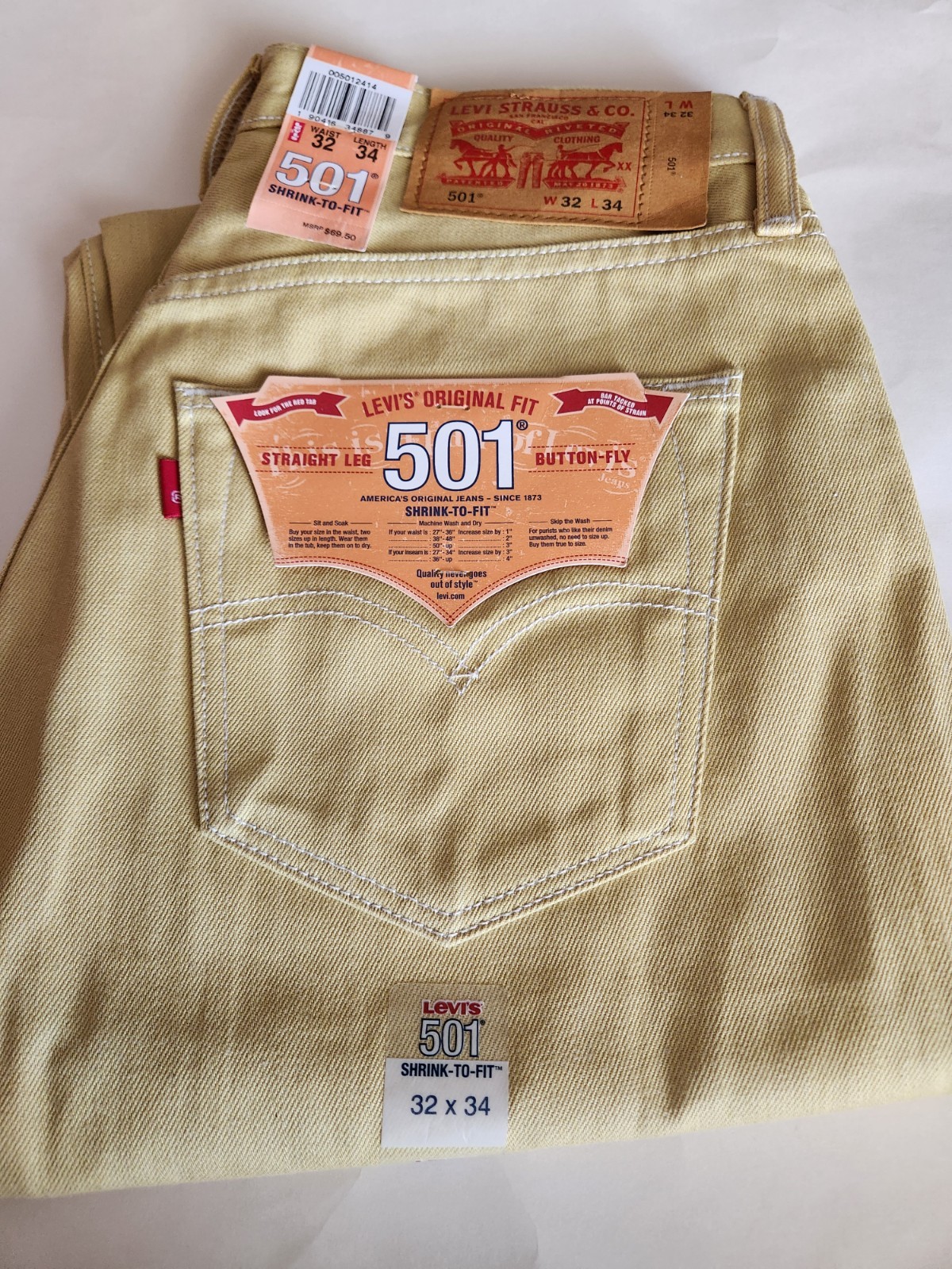 Levis 501 Shrink To Fit Straight Leg Size 32 X 34