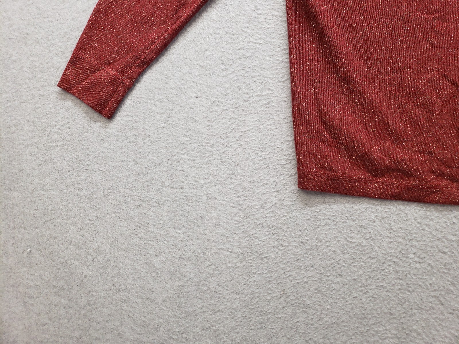 A N A Women Sweater L Red Metallic Knit Long Sleeve Pullover Cutout Back Warmer
