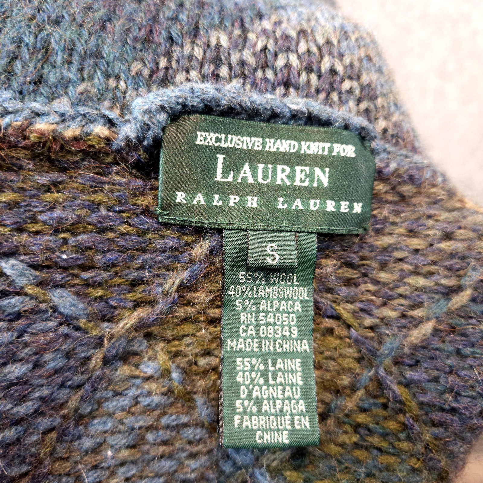Lauren Ralph Lauren Cardigan Sweater Womens Small Hand Knit Lambswool Alpaca