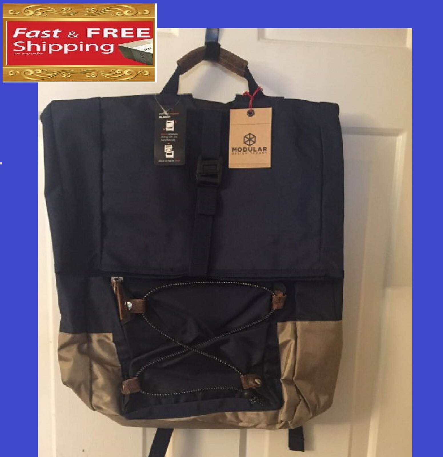 LOT of 2 Backpack BLUE Multifunction Travel Handbag Crossbody Bag 25L Business