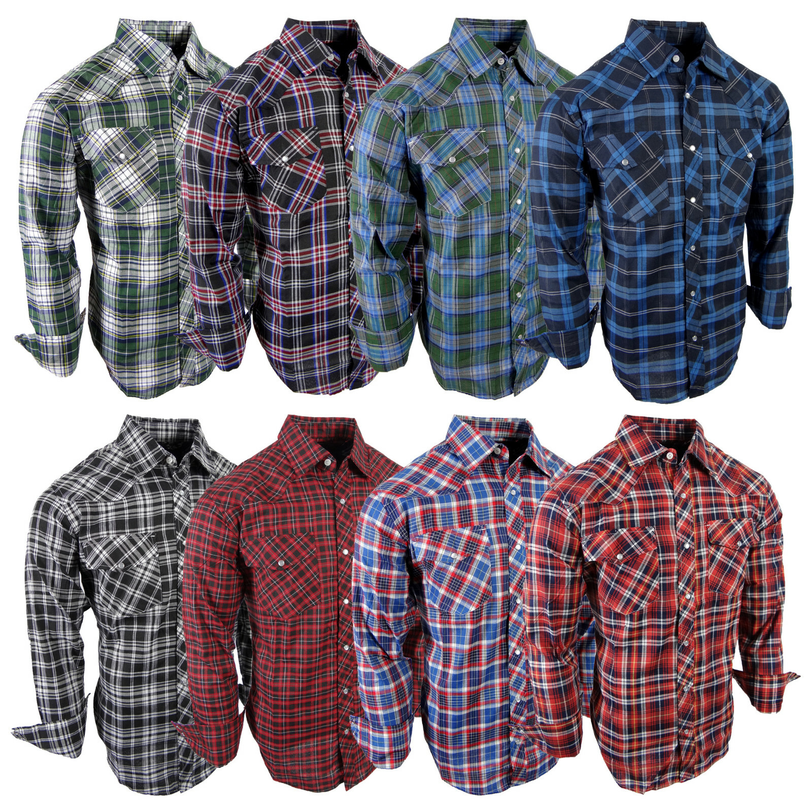 Plaid Shirt Mens Country Western Flap Pockets Triple Snap Cuffs Up To Size 5X!!