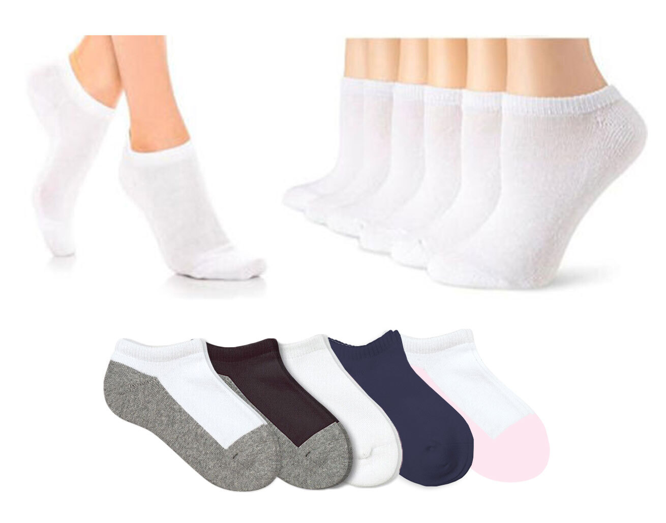 Jefferies Socks Womens No Show Low Cut Sport Seamless White Cushion Socks 6 Pair