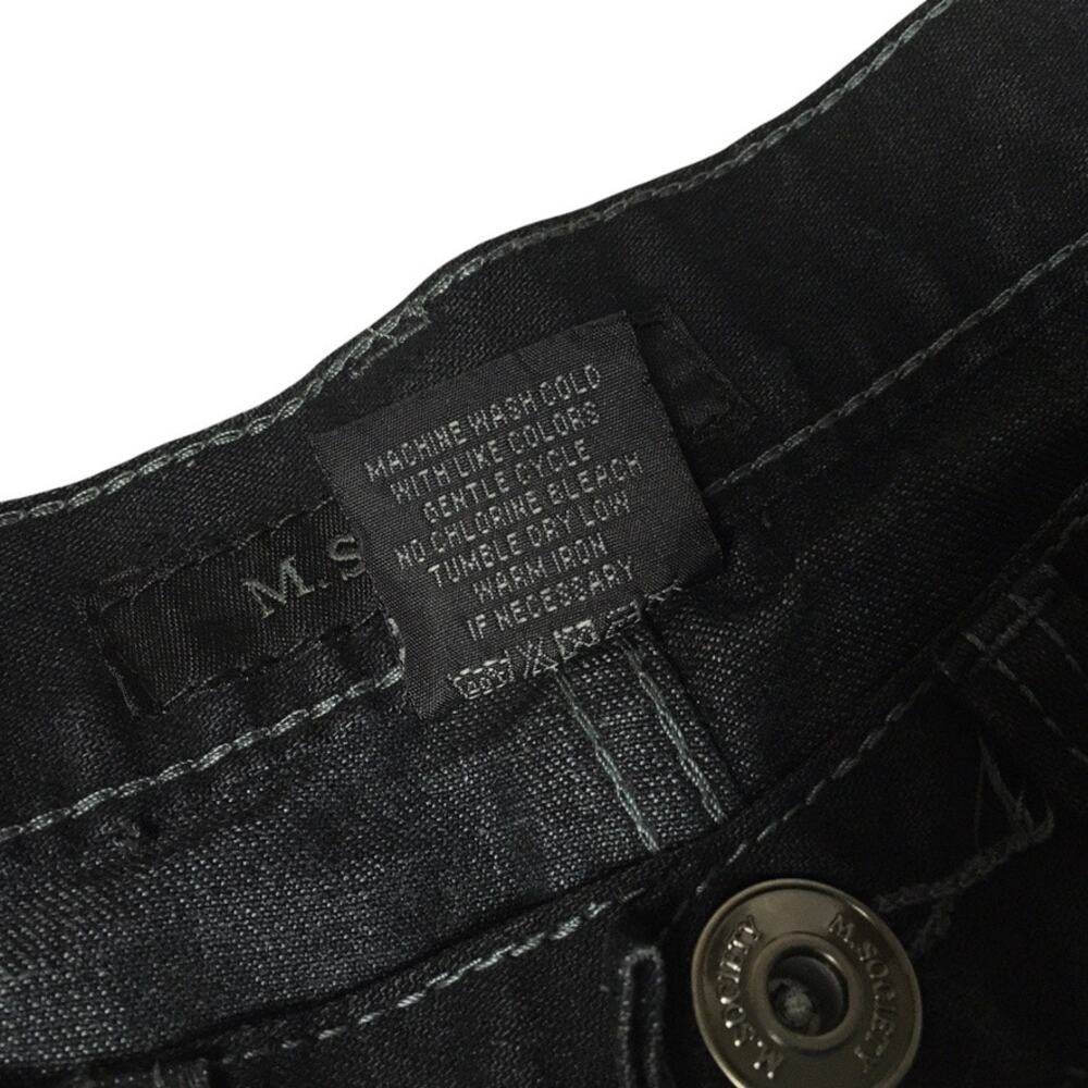 M.Society Jeans Black Denim Washed Cotton Blend Stretch Faded Men’s 32 x 30