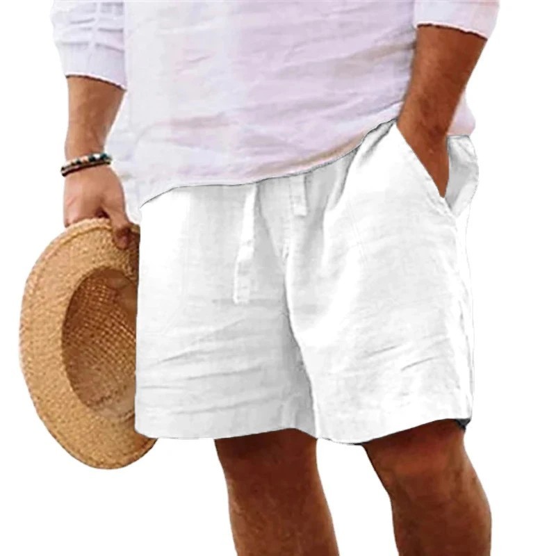 Men’s Cotton Linen Lightweight Gym Beach Shorts Summer Casual Fit Pants Fun Gift