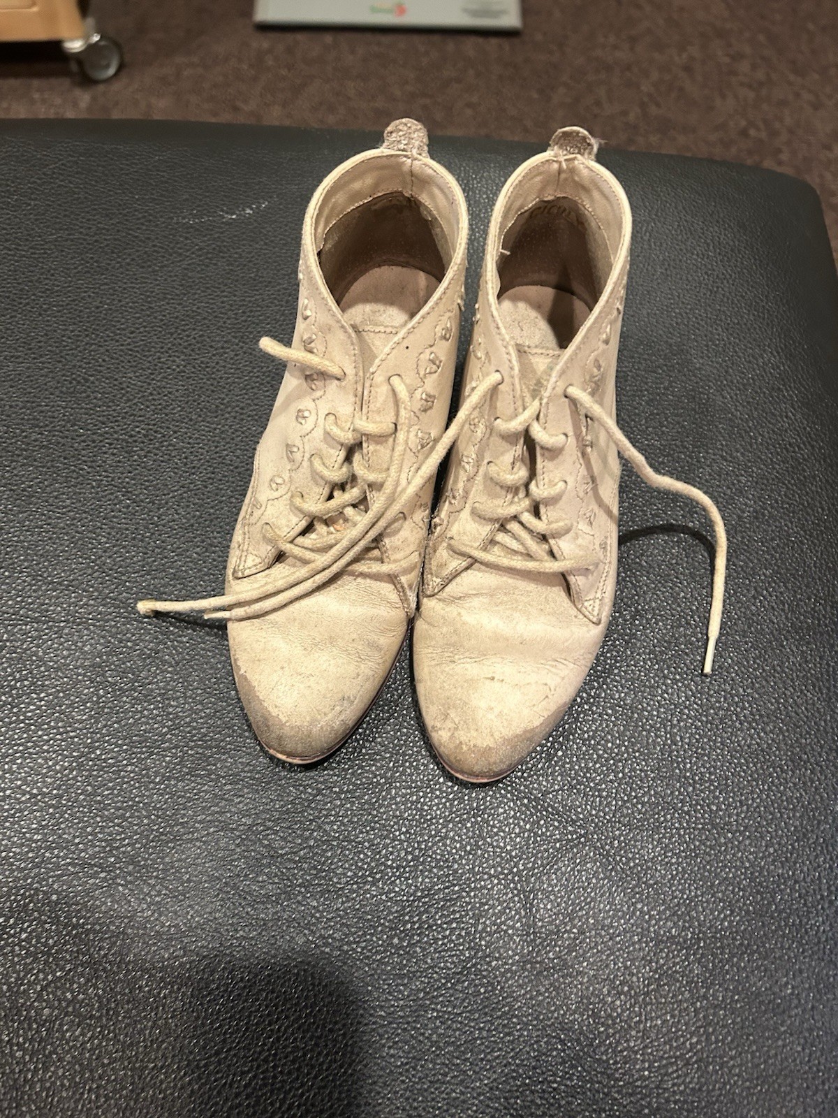 Vintage childs leather upper shoes size 11 Oxford Brazil 7 1/4 inches