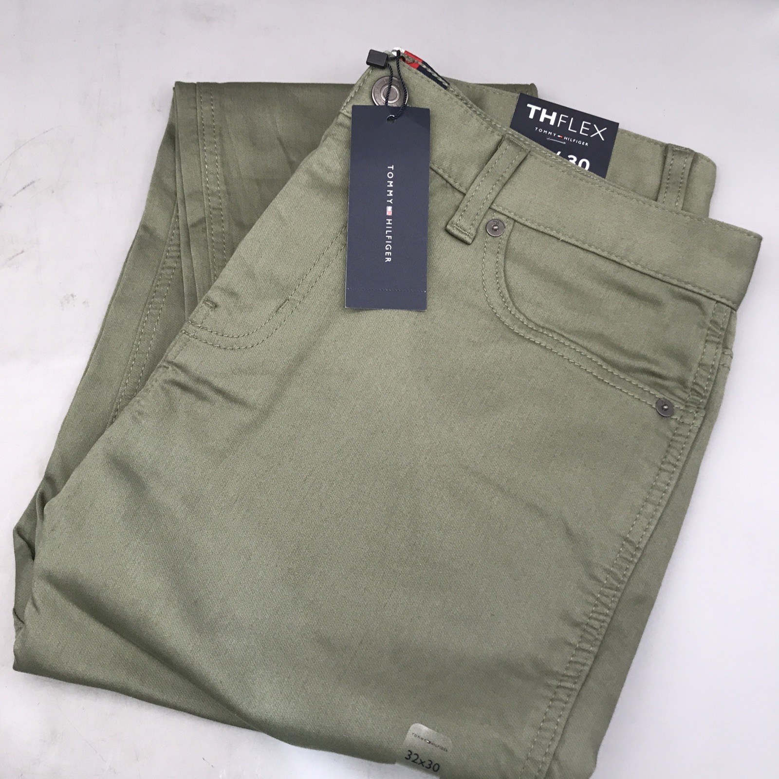 Tommy Hilfiger Mens Th Flex Chino Pants Olive Size 32×30 Brand New