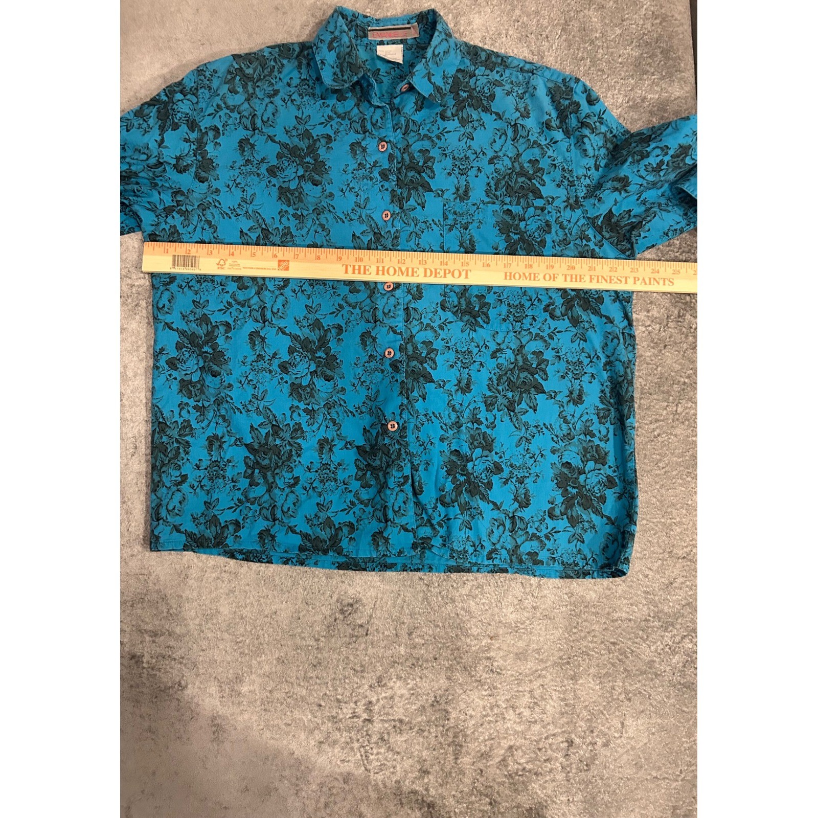 Emanuelle Vintage top Turquoise Floral, cotton, Boho, cottage core, retro. A85.