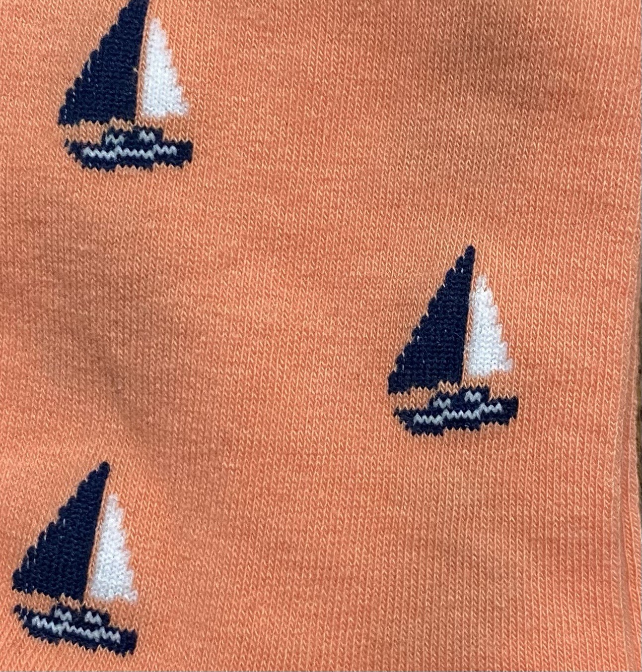 J.Crew MENS Peach Colored Socks With Boats Cotton One Size NWT