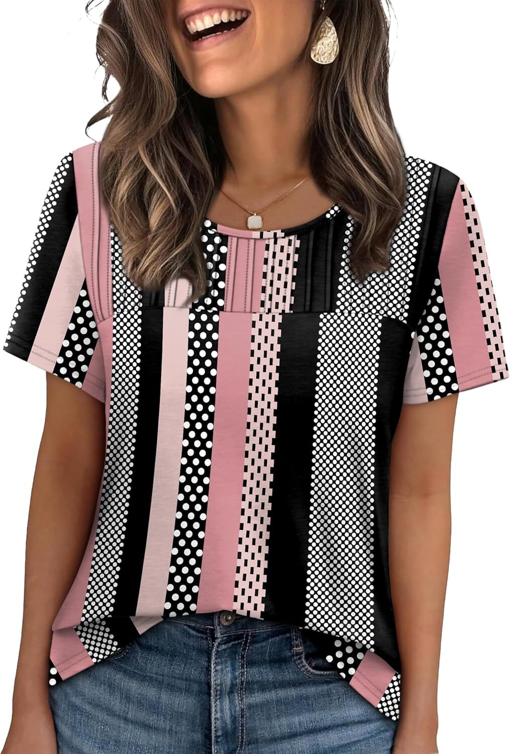 Women’s Plus Size Short Sleeve Crew Tops – Loose Fit Cotton Casual Trendy