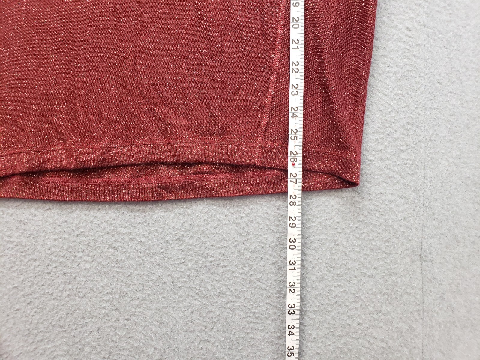 A N A Women Sweater L Red Metallic Knit Long Sleeve Pullover Cutout Back Warmer