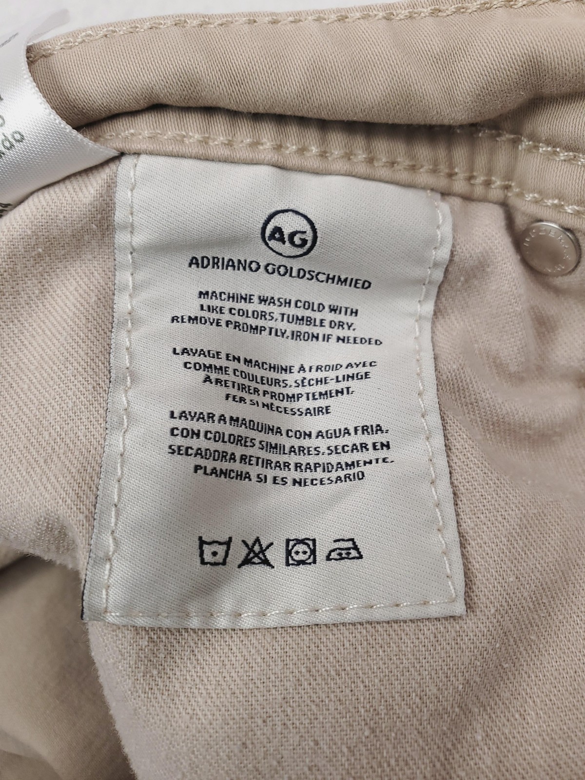 AG Adriano Goldschmied Jeans Mens 32×32 Beige Tellis Modern Slim Tapered Stretch