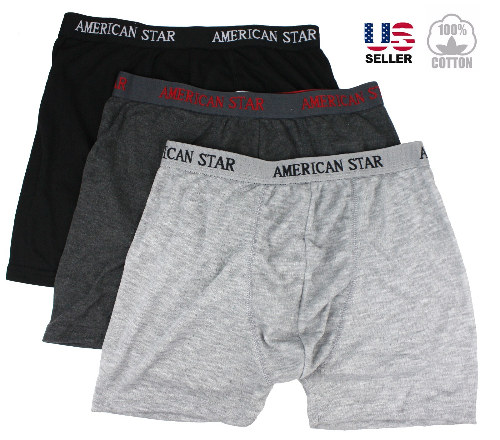 Lot 3 Mens Flyless Boxer Briefs Trunks Shorts Underwear 100% Cotton Pack Classic