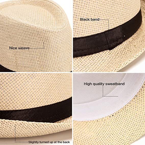 Unisex Summer Panama Beach Sun Big Brim Hat Cap Fedora Flat Brim Straw Paper Hat