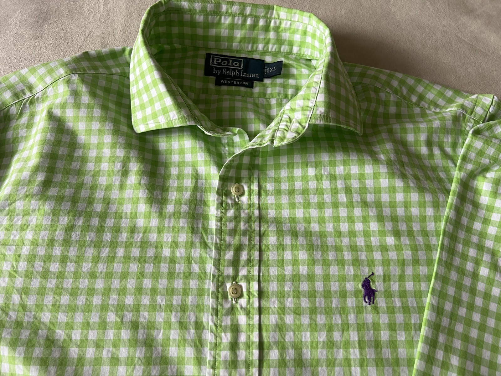 Polo Ralph Lauren Mens Green Button Up Collared Shirt Size XL