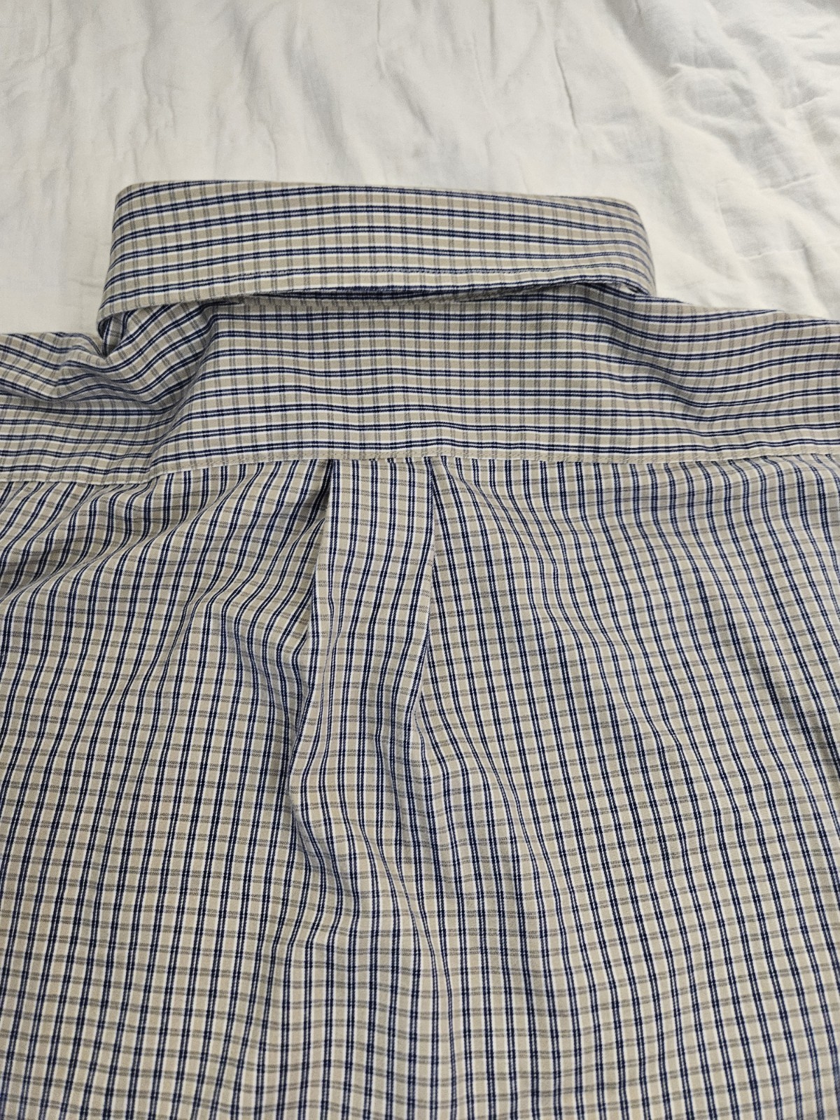 Chaps Mens Dress Shirt 16 16.5 32/33 Classic Fit Twill Plaid Wrinkle Free Blue