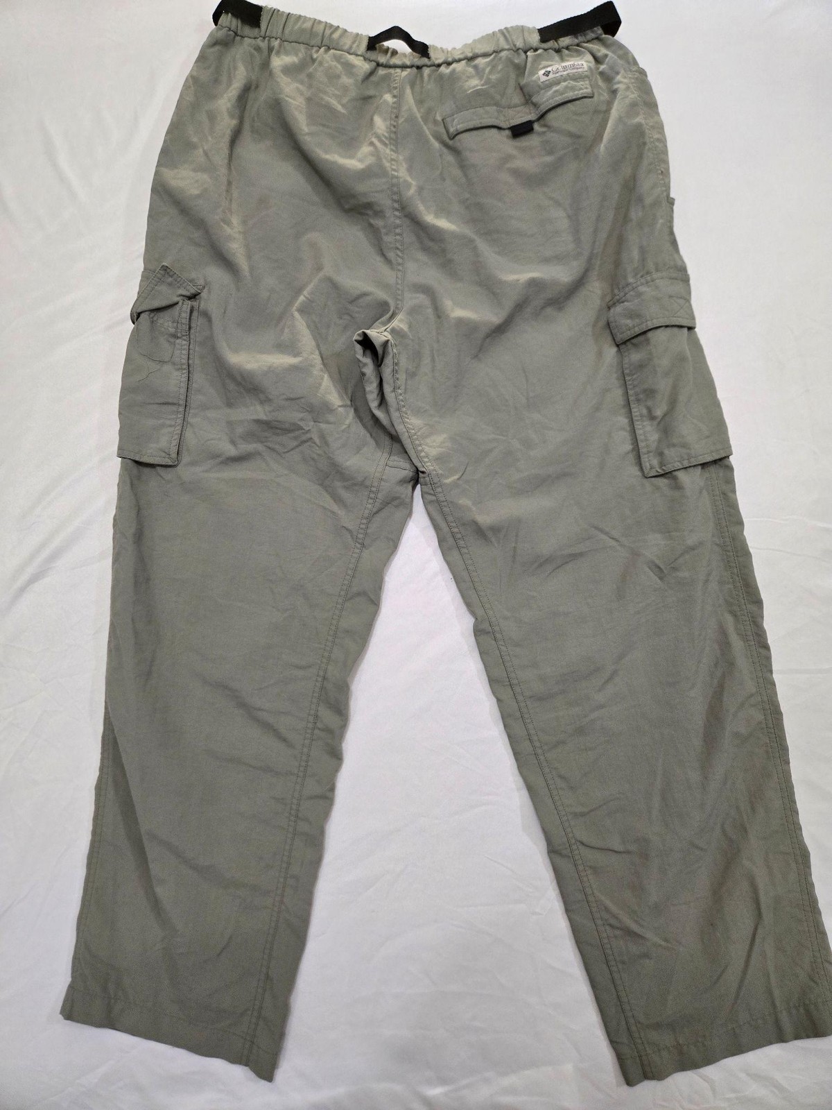 Columbia Pants Mens L Green Cargo Relaxed Microfiber Nylon Polyester Belted