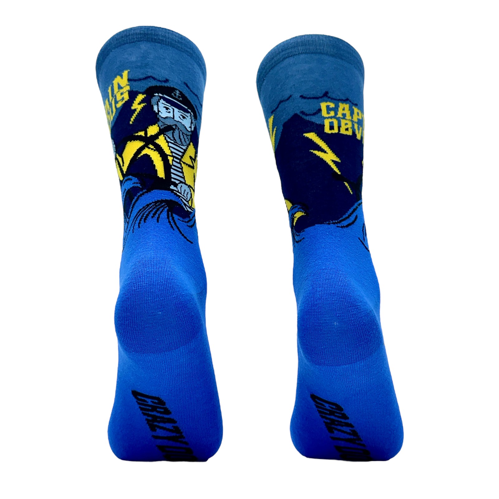 Men’s Captain Obvious Socks Funny Boat Fishing Sailor Novelty Joke Footwear