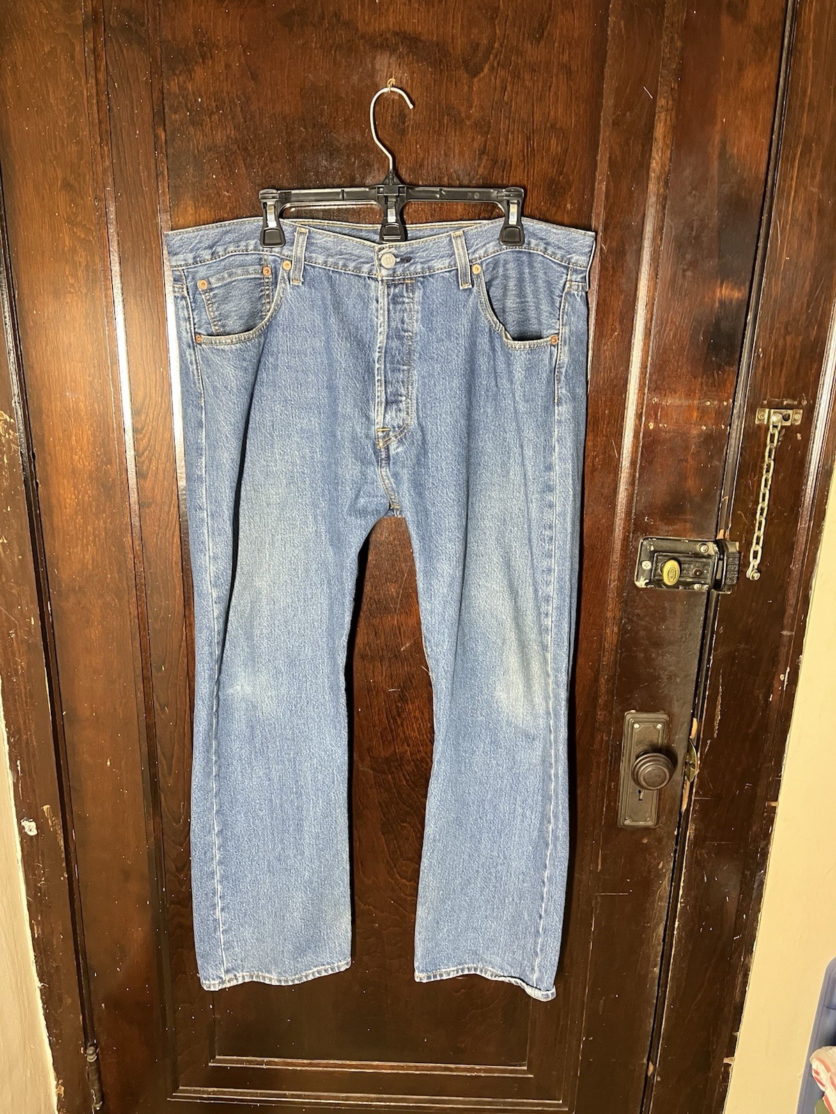 Levis 501 Jeans Men 38×30 (38×29) Blue Button Fly Classic Straight Medium Wash