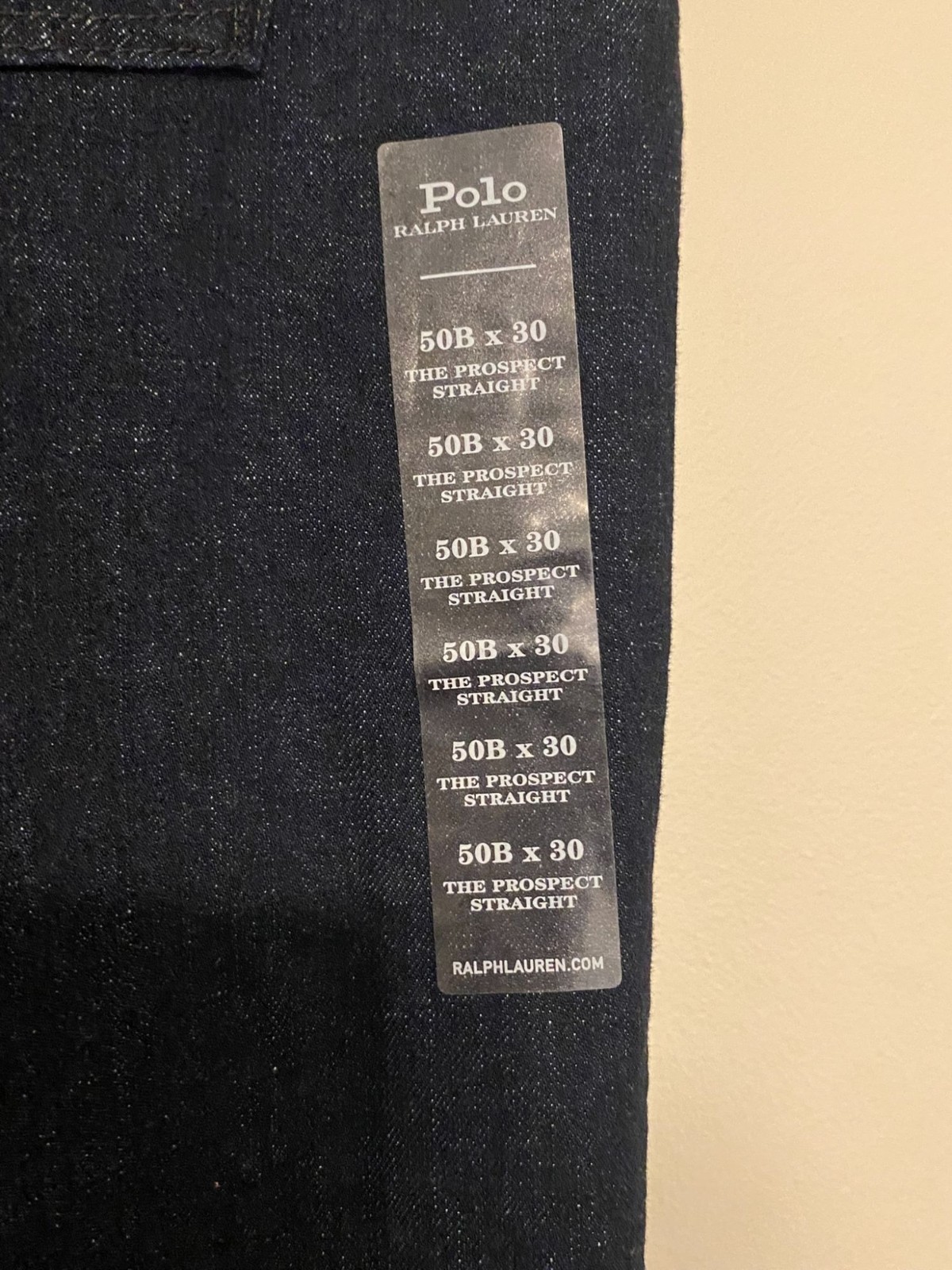 New NWT Polo Ralph Lauren Prospect Straight Leg Jeans Dark Wash 50×30 50″ Waist