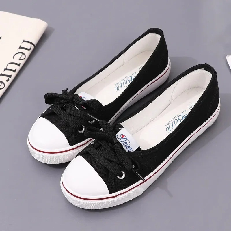 Women’S White Canvas Sneakers Platform Casual Shoes Lightweight Summer Flats