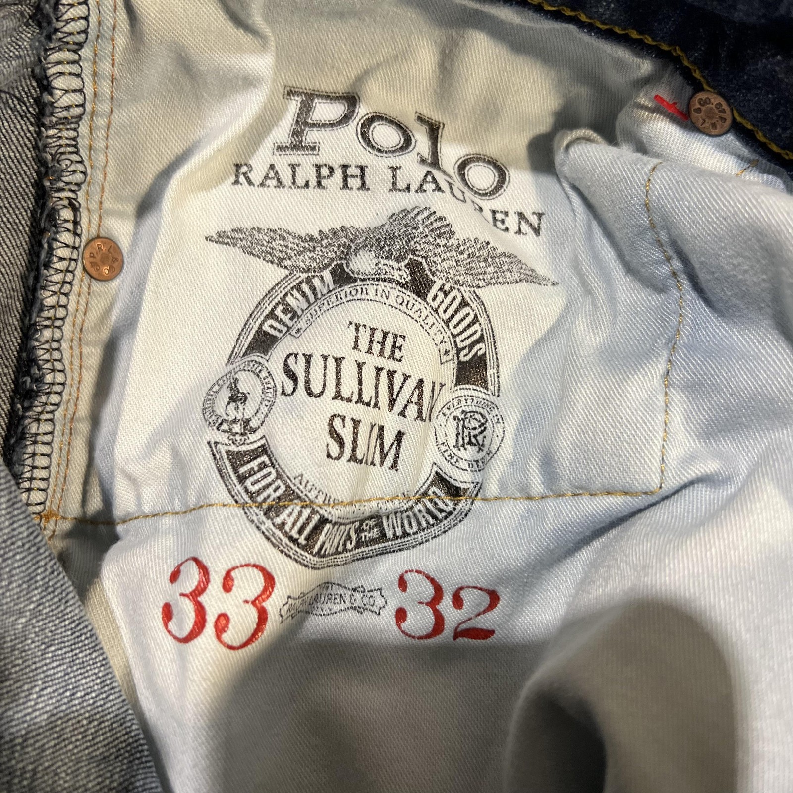 Polo Ralph Lauren The Sullivan Slim Jeans Mens 33×30 Medium Blue Straight Denim