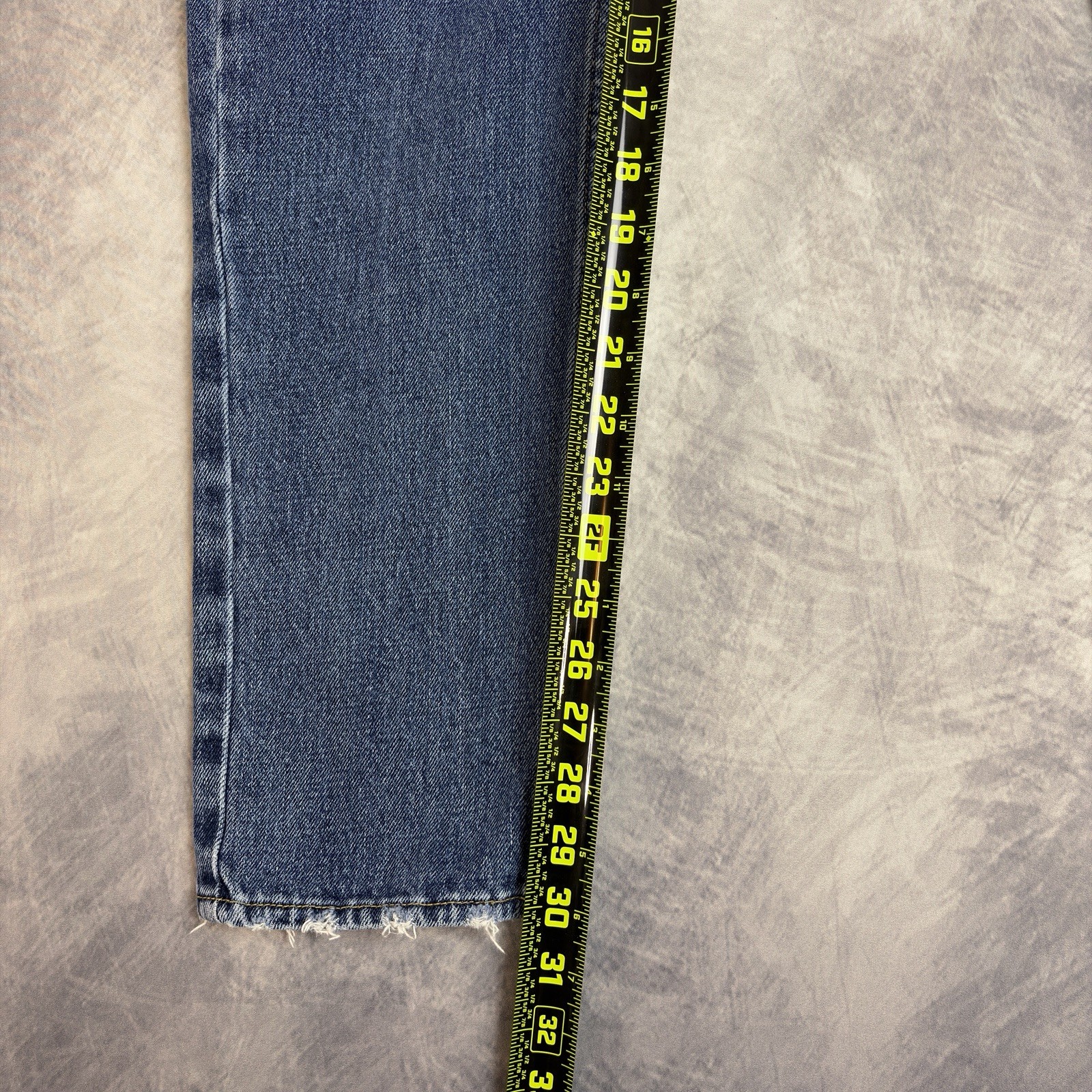 Hollister Jeans Mens 33×32 Distressed Slim Straight Blue Denim Frayed Hem