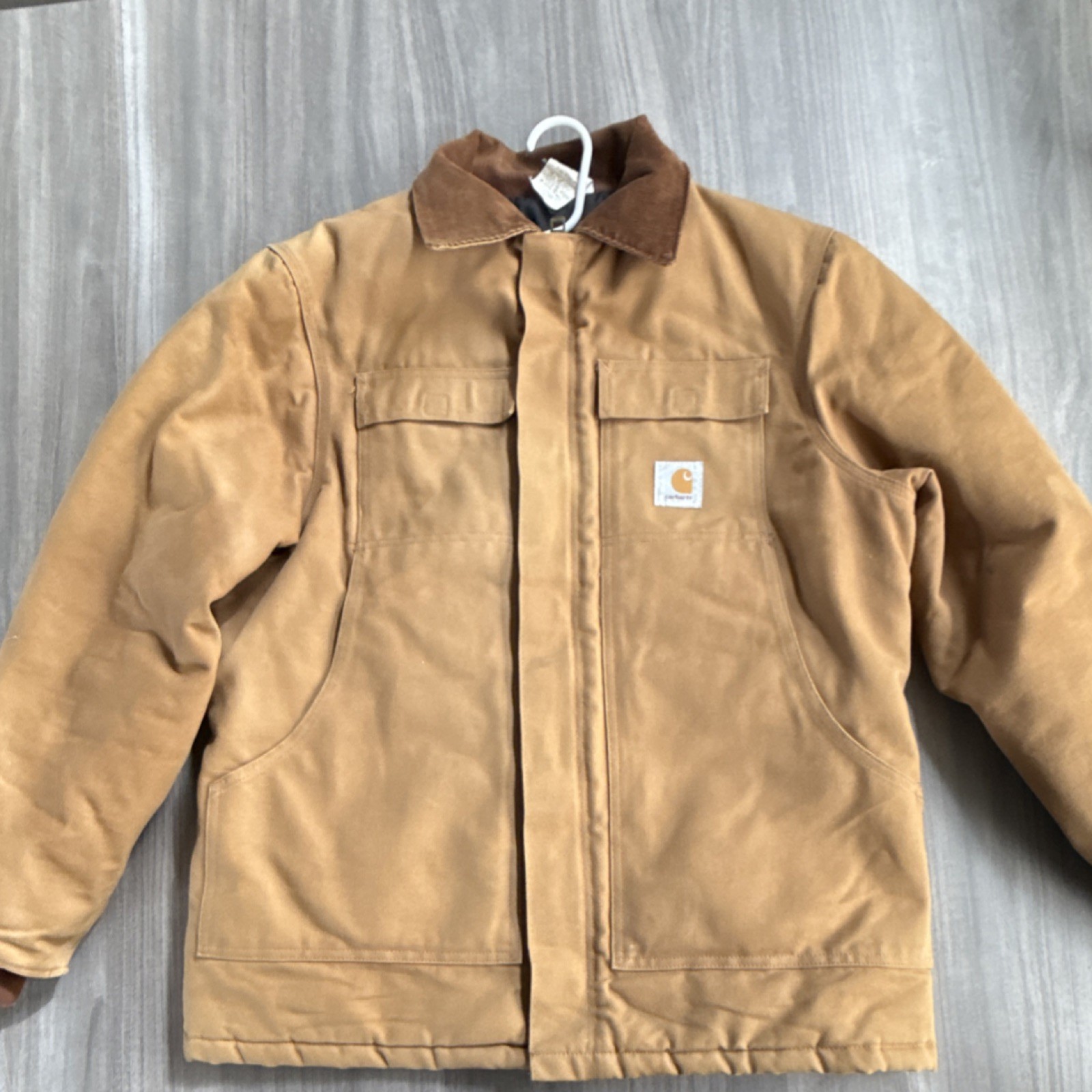Carhartt Brown Cotton Nylon Polyester Work Jacket Corduroy Collar Size 42