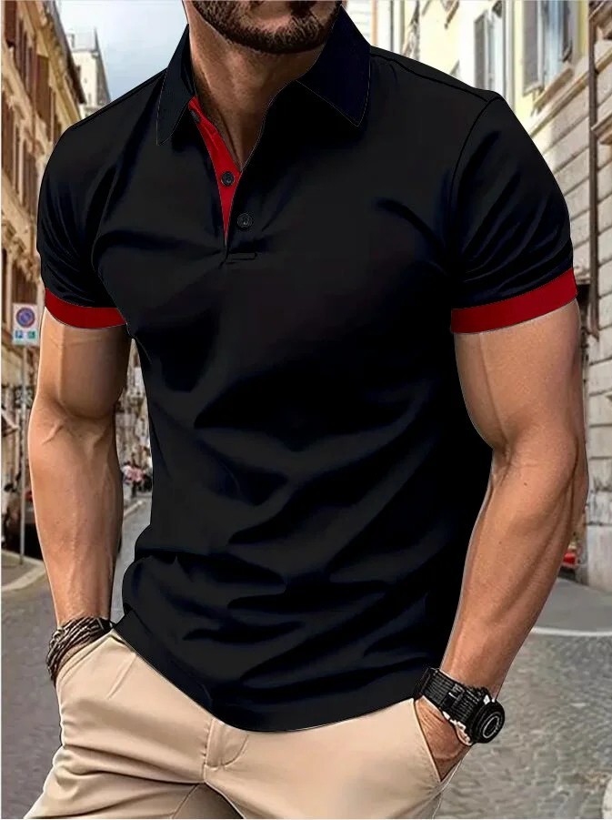 Men’s Short Sleeve Color Polo Shirt Casual Summer Wear T-shirt Beach Tee Gift