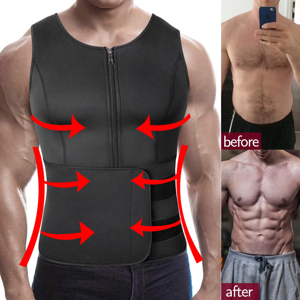 Men’s Sweat Sauna Suit Vest Waist Trainer Body Shaper Tank Top Compression Shirt