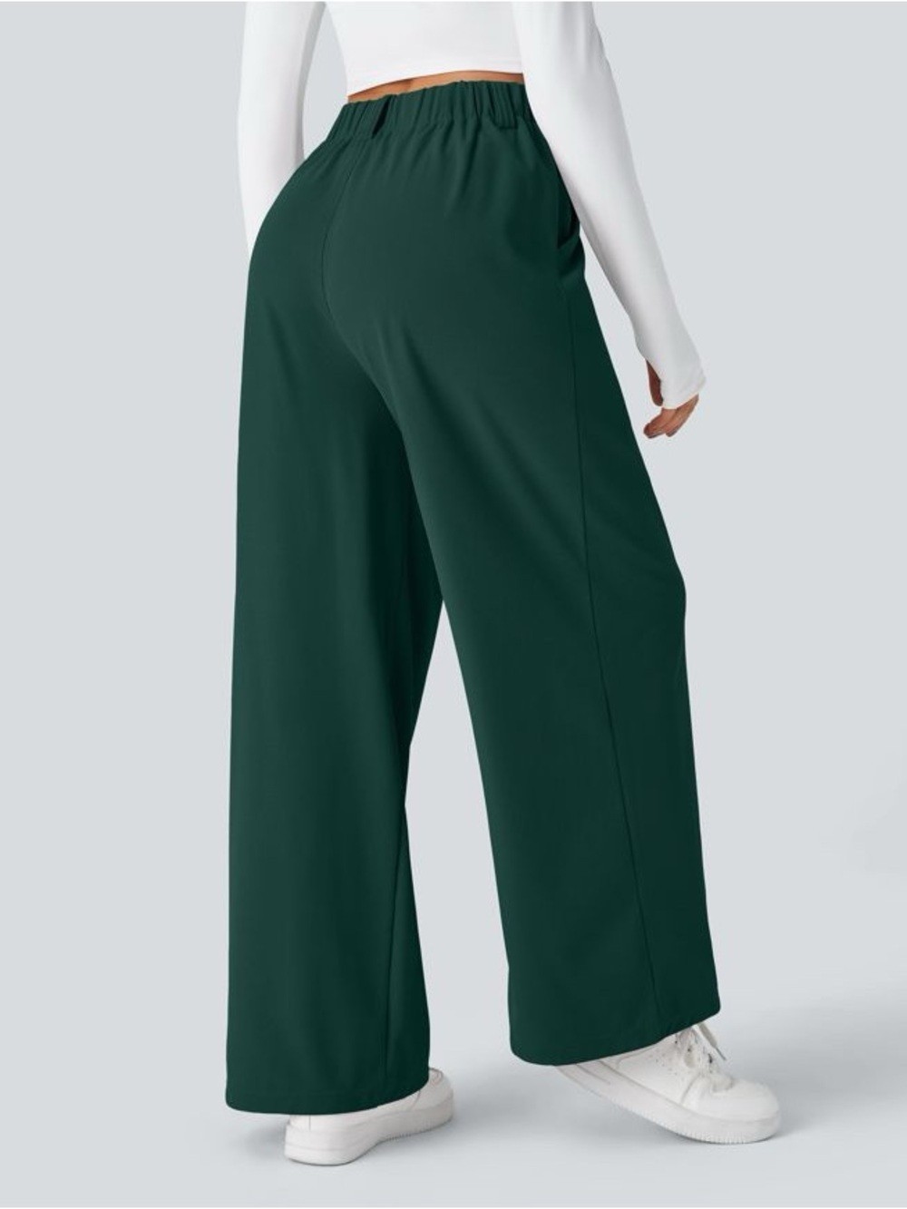HALARA M Petite Flex Work Pants in Forest