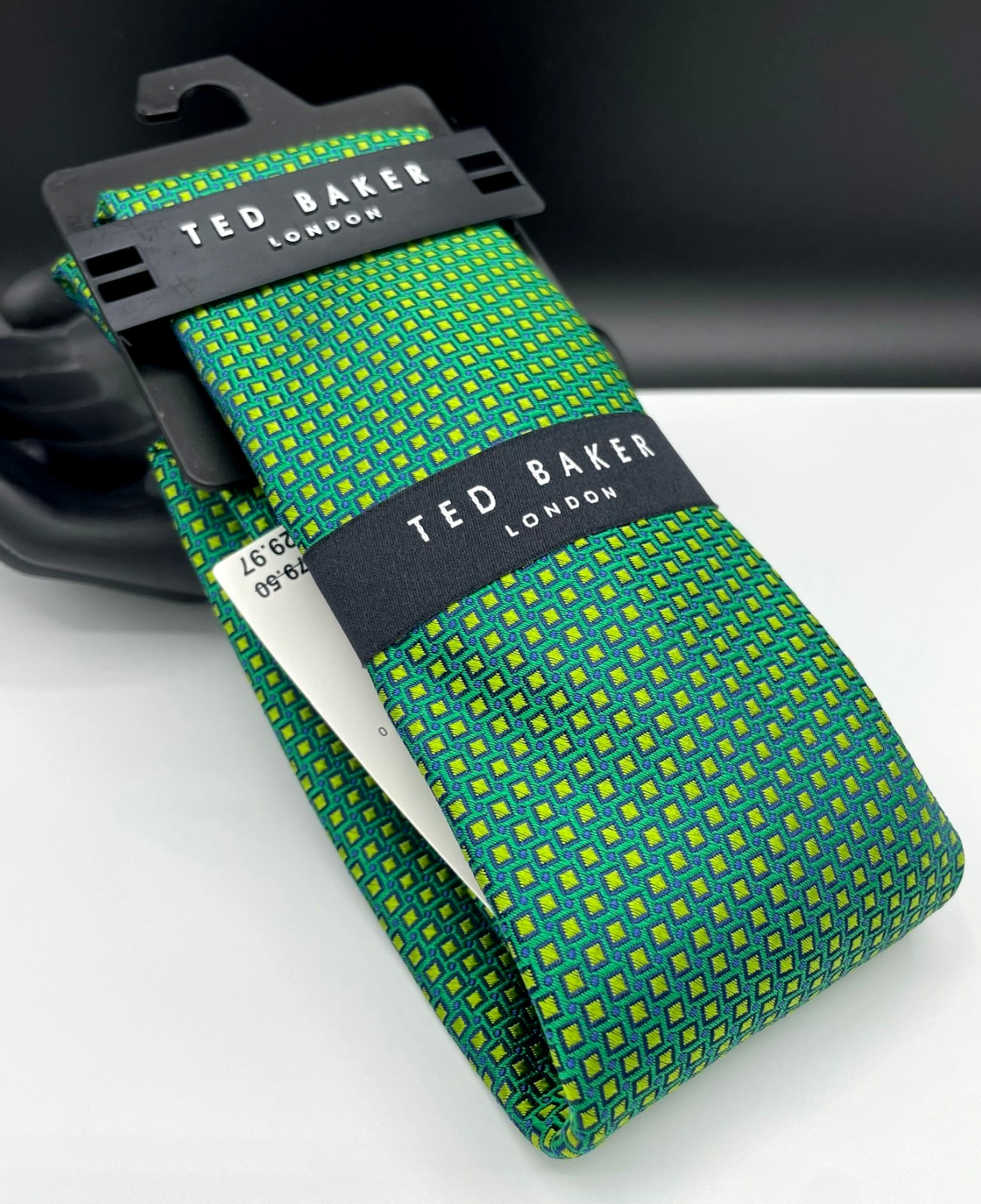 TED BAKER London Men’s Silk Blend Tie ~ Green ~ Geometric ~ NEW MSRP: $89.50
