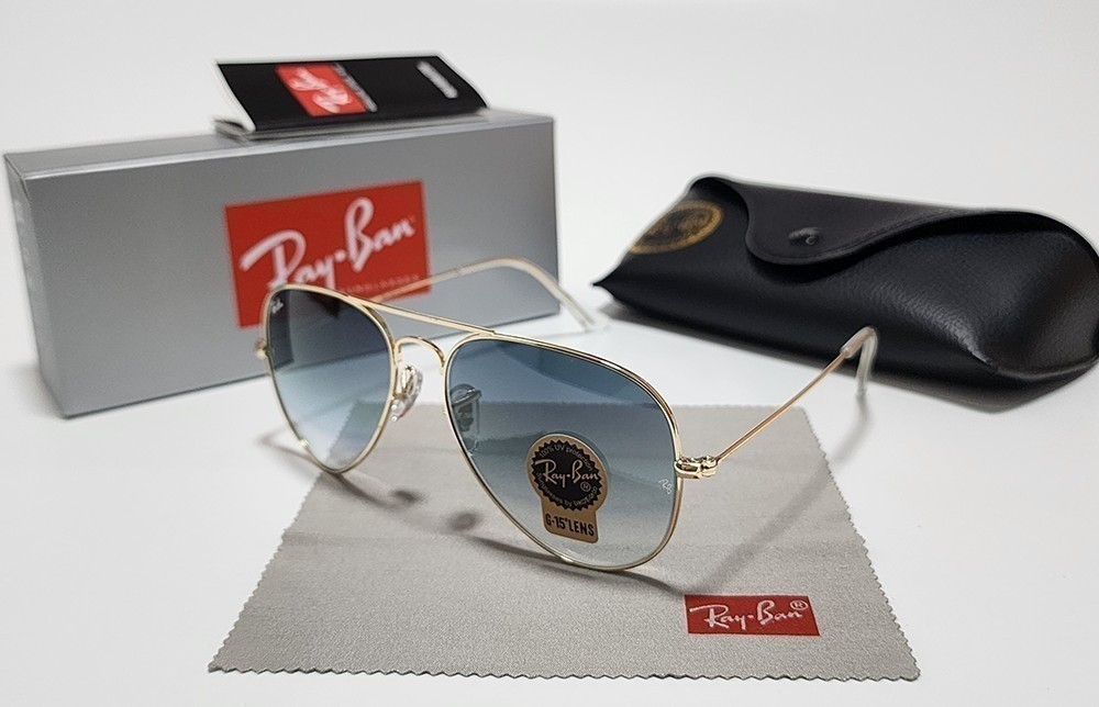 Ray-Ban RB3025 Aviator Sunglasses Gold Frame Blue Gradient Lens UV400