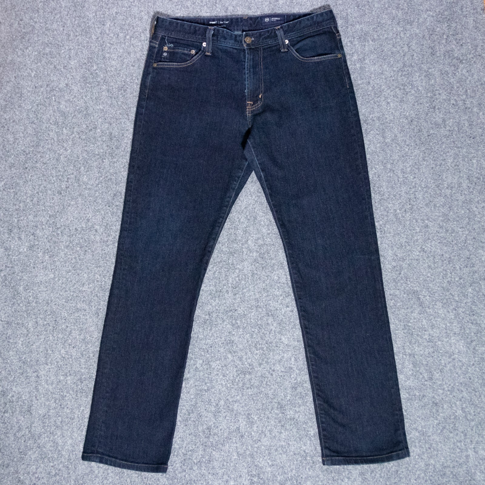 AG Adriano Goldschmeid Everett Slim Straight Blue Stretch Jeans 32×30 Japanese