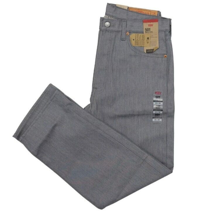 Levis 501 Sz 38×32 Shrink To Fit Button Fly Jeans Straight Leg Color Gray BNWTS