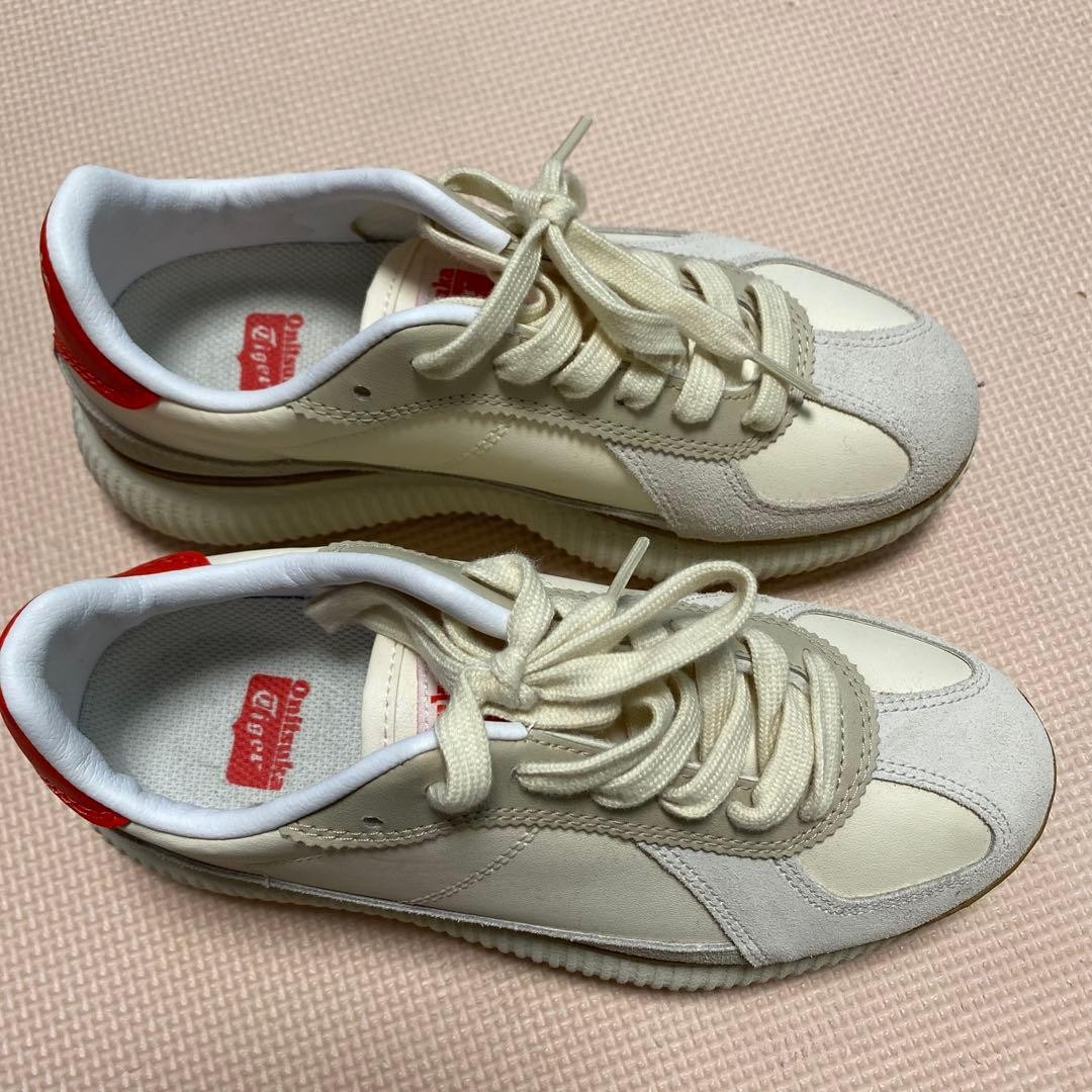 Onitsuka Tiger Men Delecity Lo Canvas Leather Sneakers White Red Used