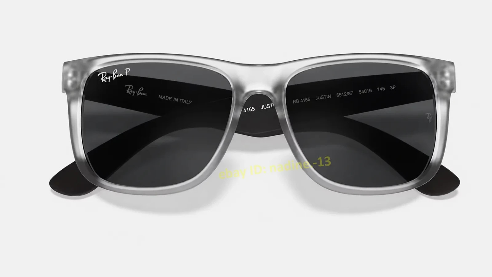 Ray-Ban Justin RB4165 54mm Matte Transparent Grey Square Sunglasses High Bridge
