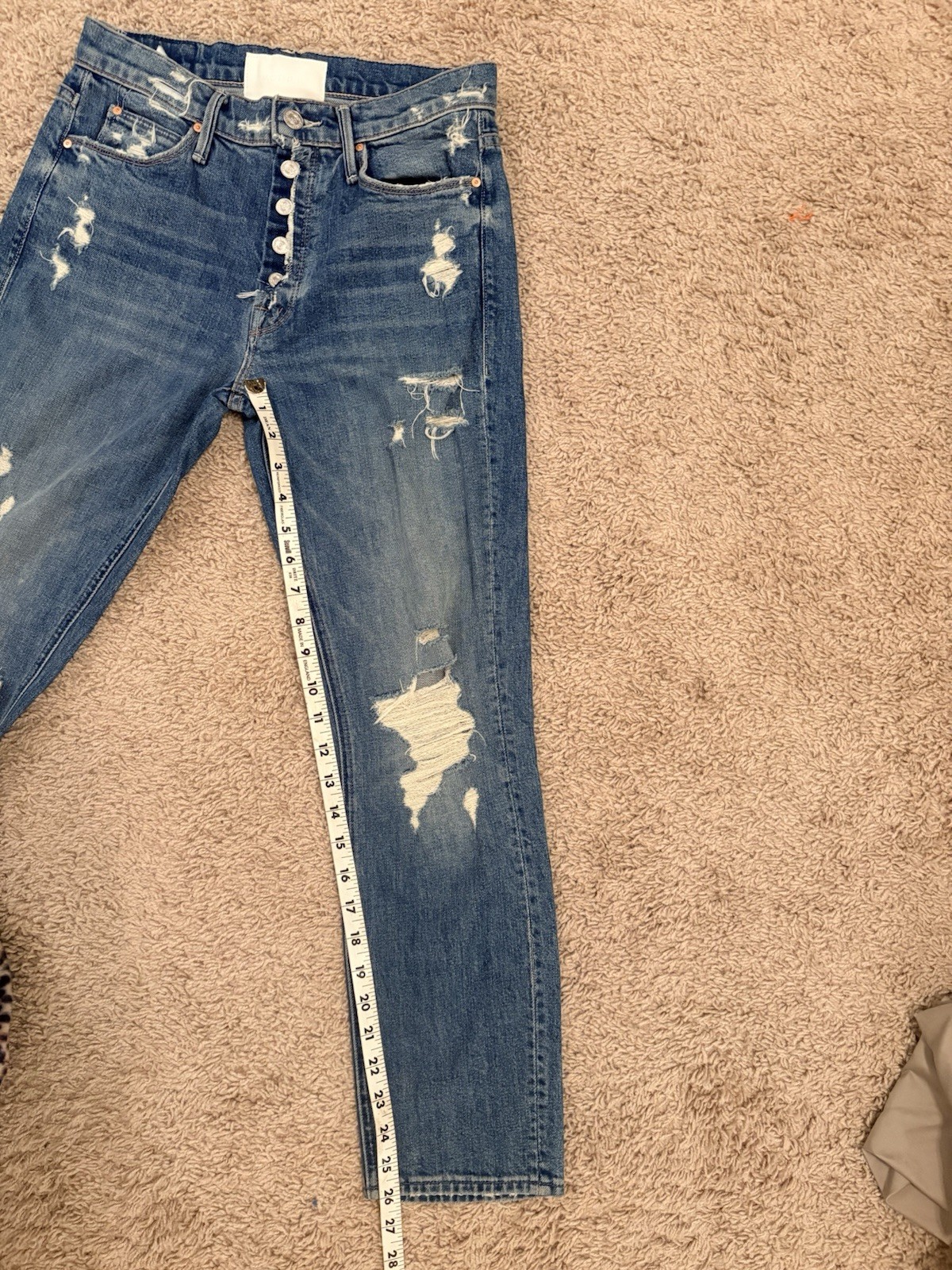 MOTHER Mid Rise Fly Cut Dazzler Ankle Jeans Size 26 Walking On Stones Distressed