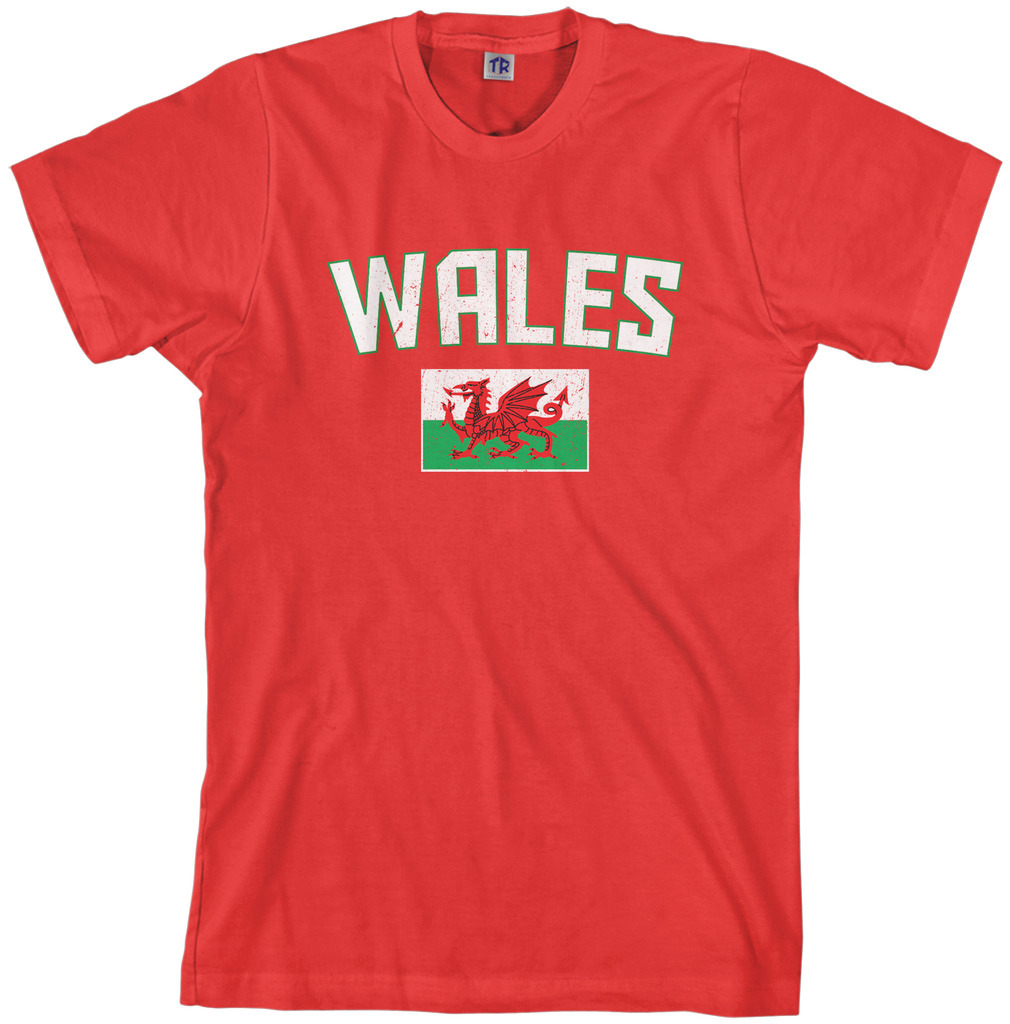 Threadrock Men’s Wales Flag T-shirt United Kingdom Welsh Soccer