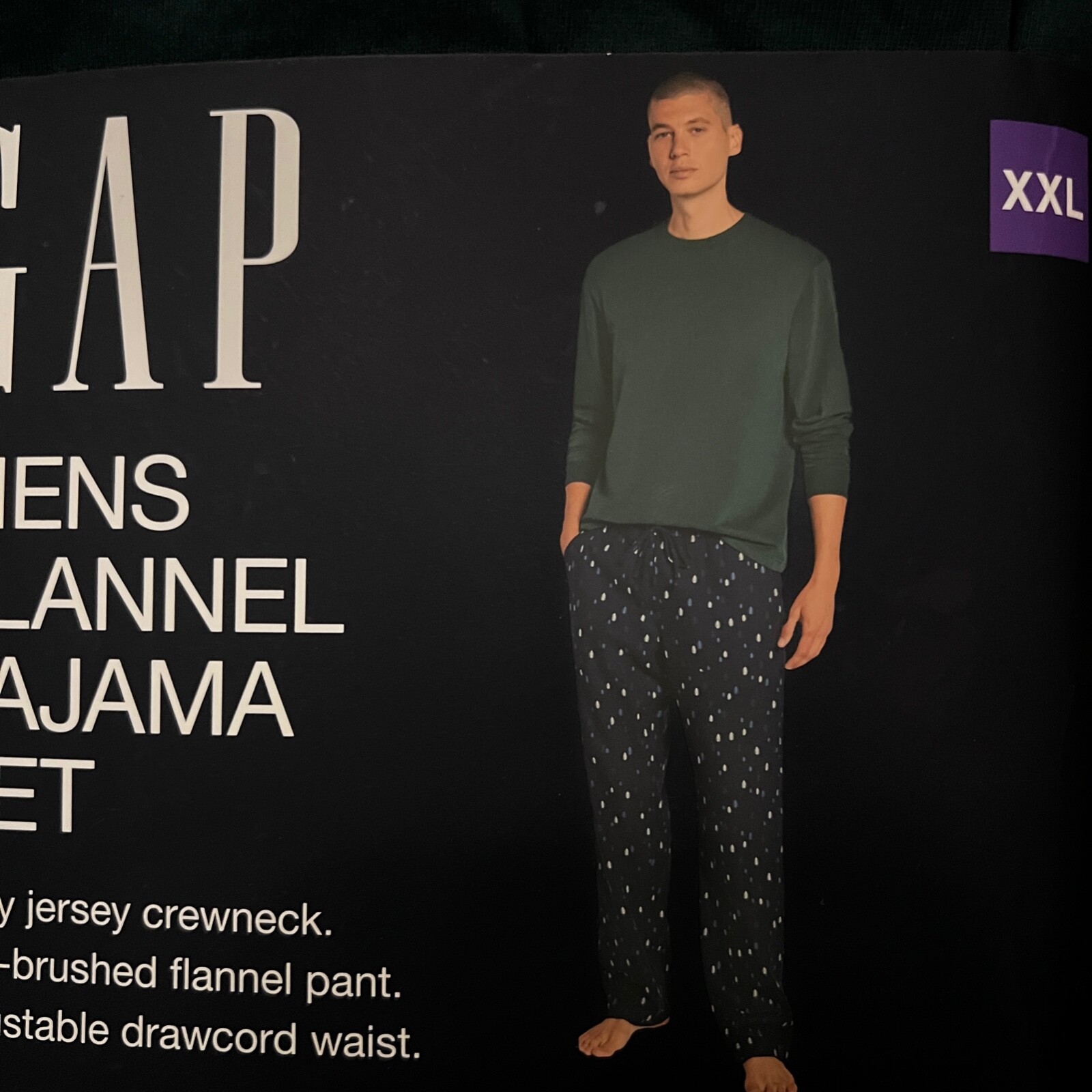 Gap Men’s Size XX-Large Flannel Pajama Set Crewneck Long Sleeve Drawstring Tree
