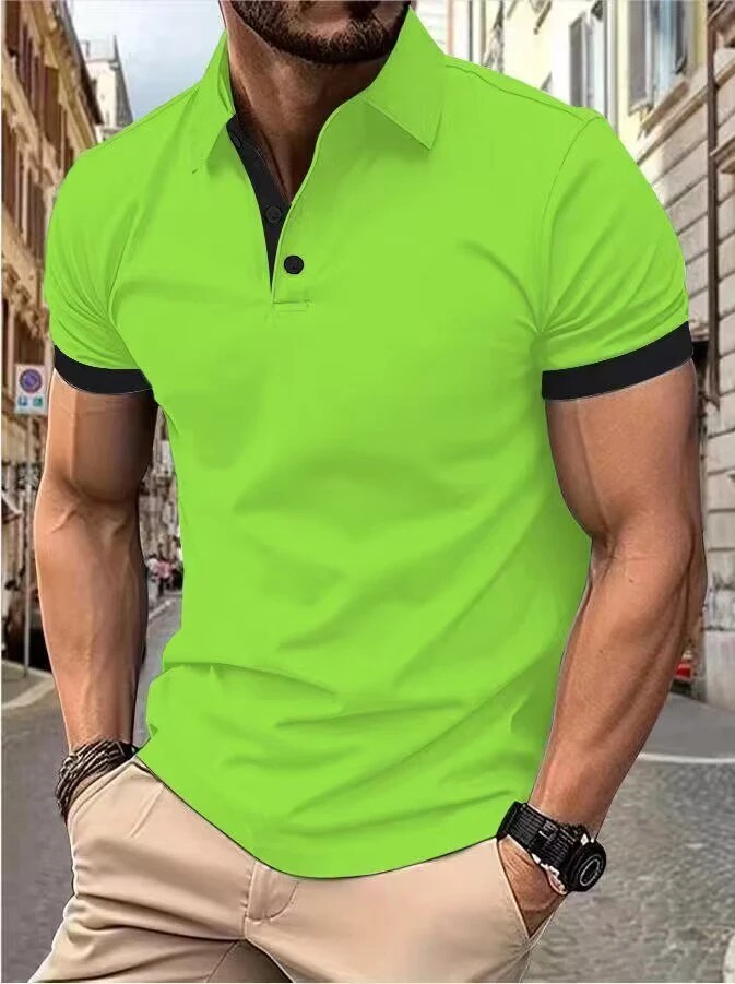 Men’s Short Sleeve Color Polo Shirt Casual Summer Wear T-shirt Beach Tee Gift