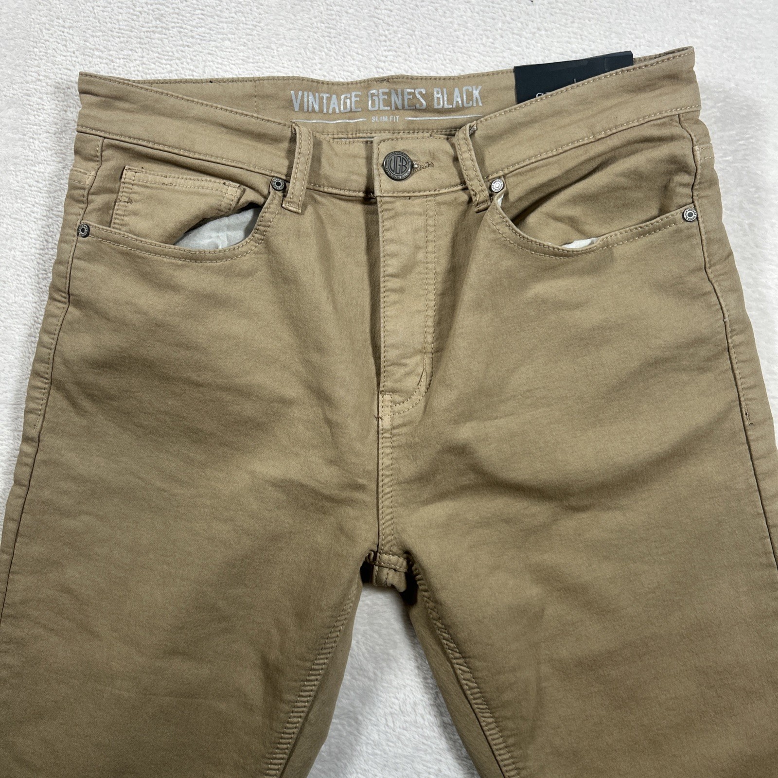 Vintage Genes Black Jeans Mens 32×30 Tan Slim Fit Denim NWT Fits (34×29)