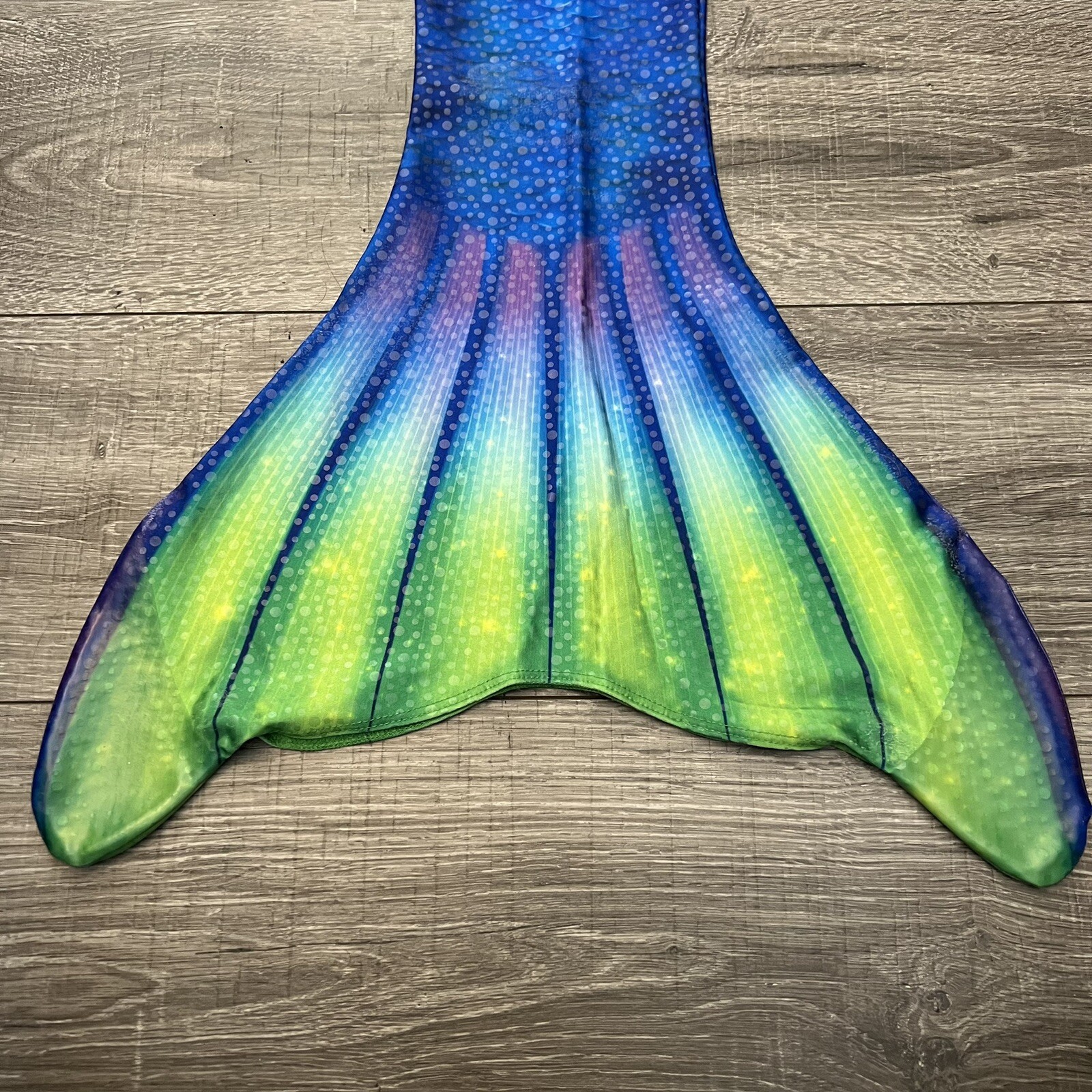 Fin Fun Mermaid Tail Girls sz Small 6 Blue Bikini Fin Swim 5pc Set LTD Ed Print