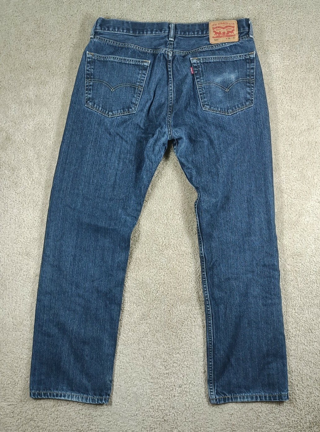 LEVI’S 505 Mens Jeans Straight Leg Regular Fit Zipper Fly 5 Pocket Blue 36X32