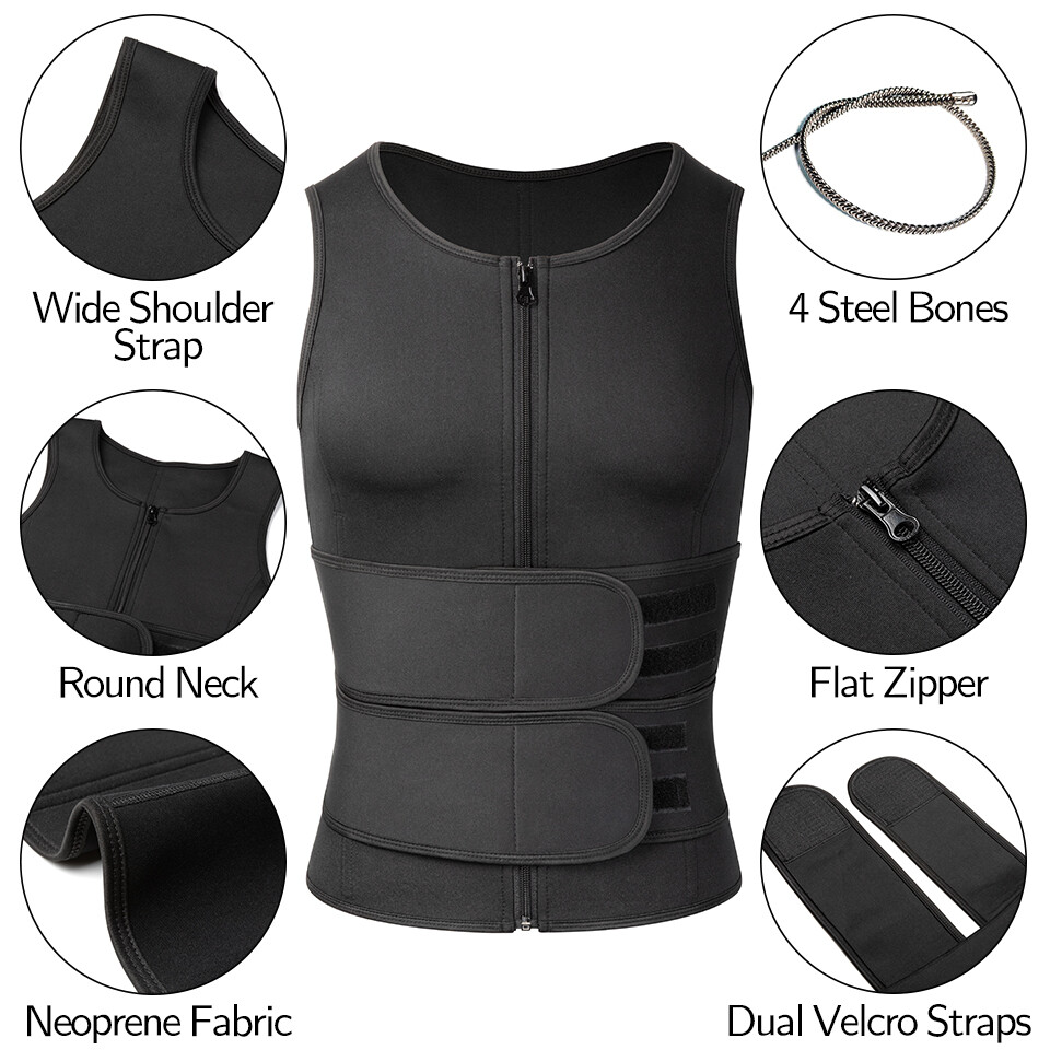 Men’s Neoprene Sauna Sweat Vest Body Shaper Shapewear Waist Trainer Loss Weight