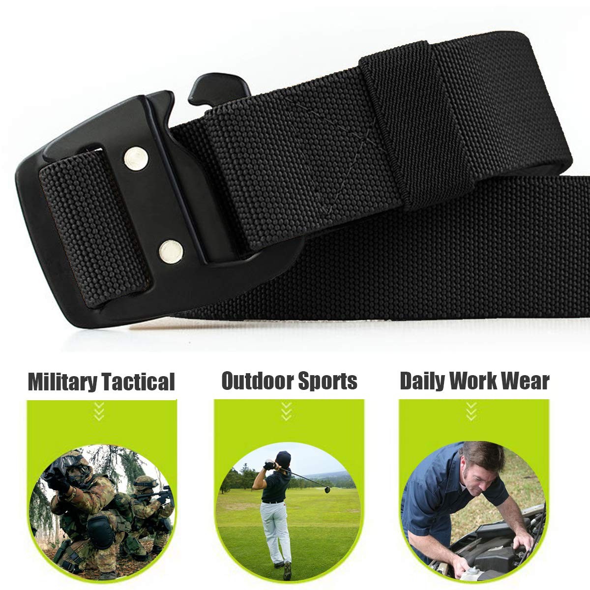 Mens Tactical Belt, Military Elastic Stretch Heavy Duty Riggers Belt, Quick-R…