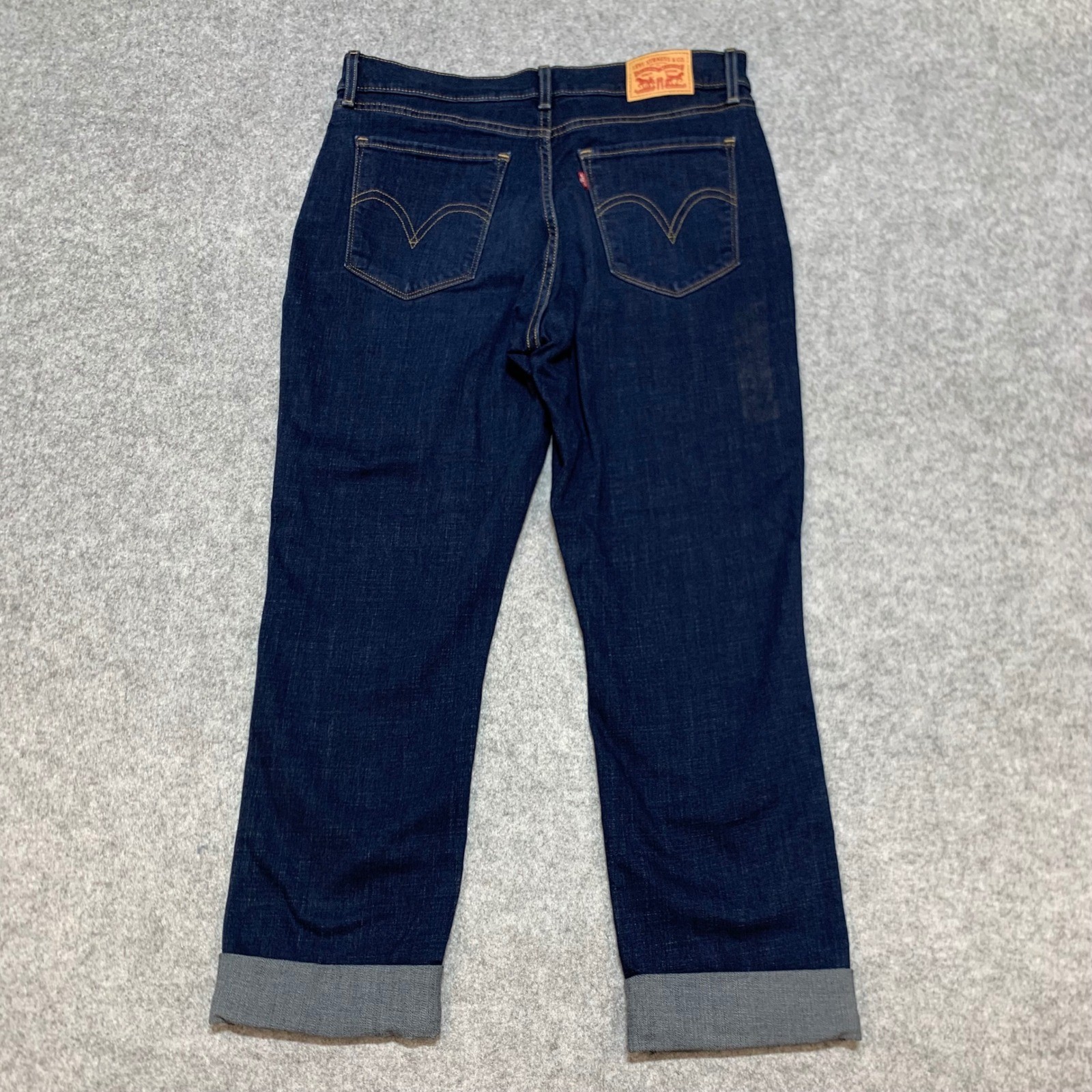 Levis Classic Straight Leg Jeans Dark Wash Indigo Mid Rise Size 10 Stretch Denim