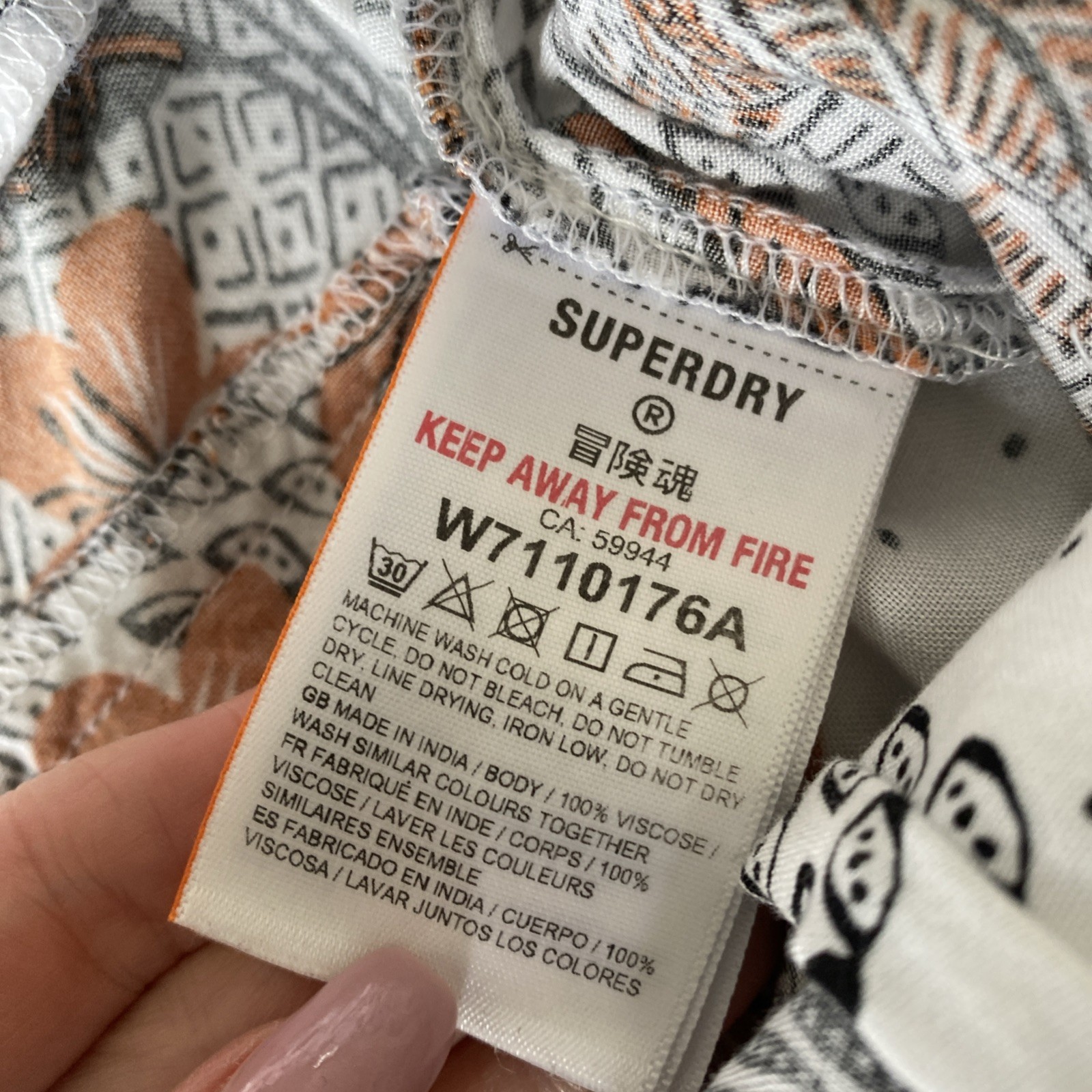 Superdry Women’s Size 12 Paper bag Shorts white, black, orange Self Tie Belt